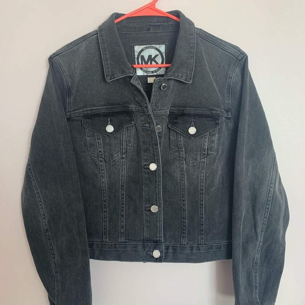 Michael Kors Washed-Black Denim Jacket